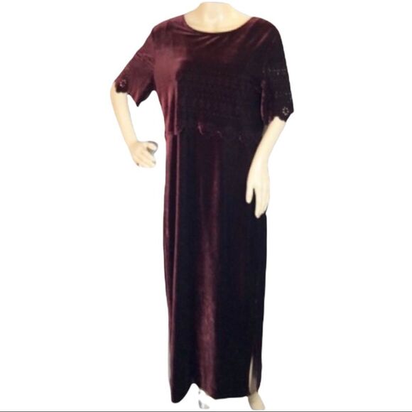 Vintage KC Spencer Dark Red Velvet Dress - Picture 1 of 10